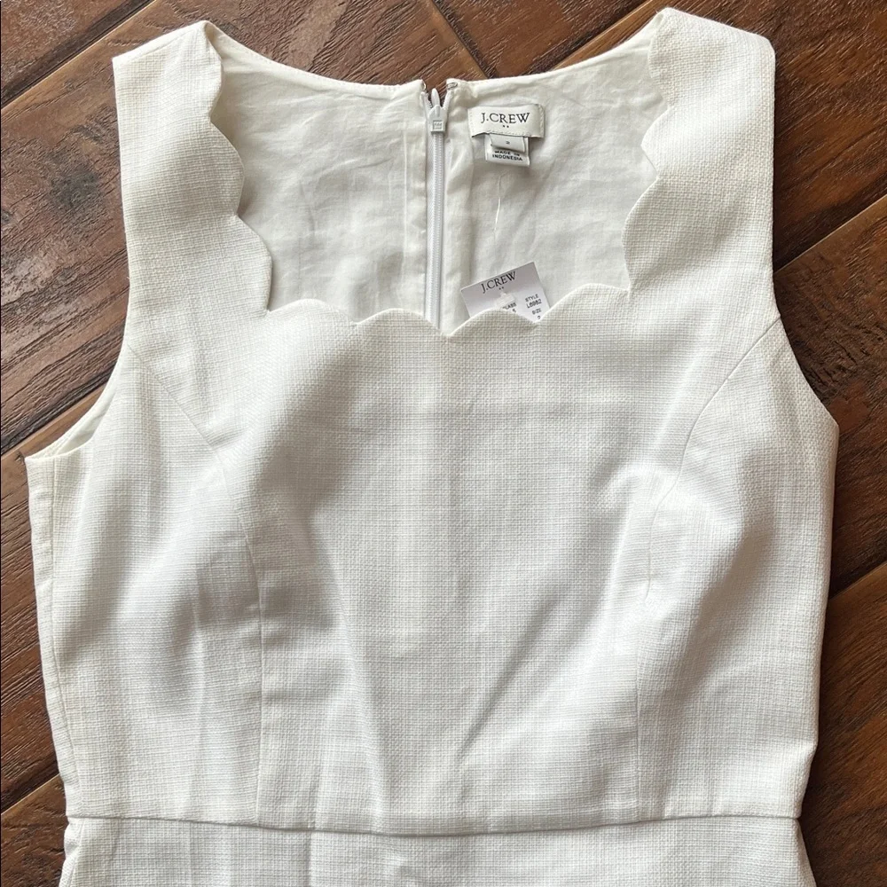 NWT J. Crew Cream Scalloped Mini Dress - Size 2
